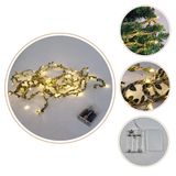 Fio De Fada Led Com Folhagem 5m 50 Leds Branco Quente Pilha