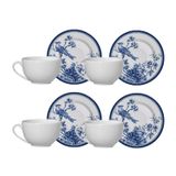Jogo 4 Xicaras Chá Café Com Pires 300ml Cerâmica Chinese