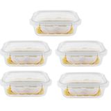Kit 5 Potes Hermético Vidro Marmita Micro-ondas 1520ml