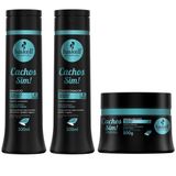 Kit Shampoo Condicionador Máscara 300ml Haskell Cachos Sim