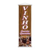 Banner Vinho Quente Quentão Bebidas Xícaras 100x30cm
