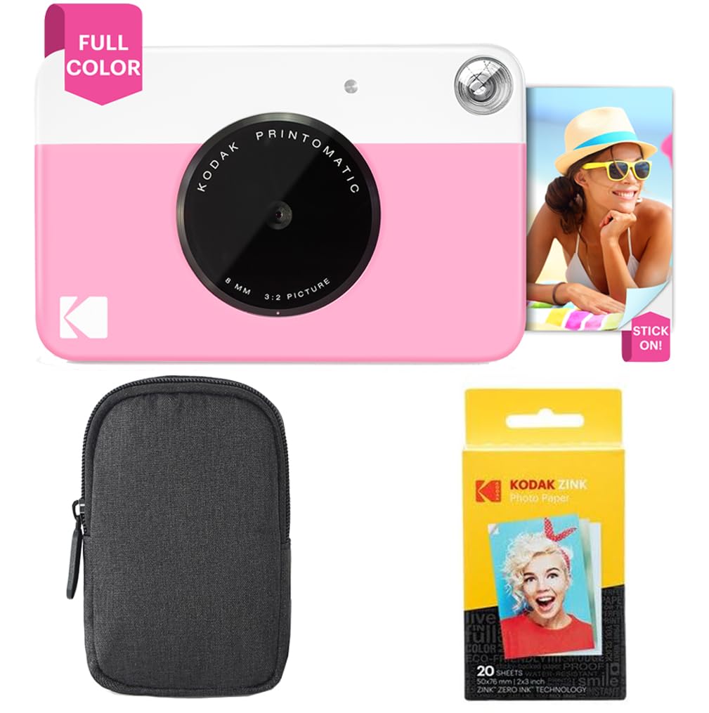 Câmera De Impressão Instantânea Kodak Printomatic Pink + Bundle