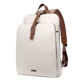 Mochila De Couro Cluci Para Mulheres De 15,6" Para Laptop Bege Com Marrom