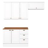 Cozinha Modulada 4 Portas Balcao Tampo 200cm Americana Branco Nature Henn