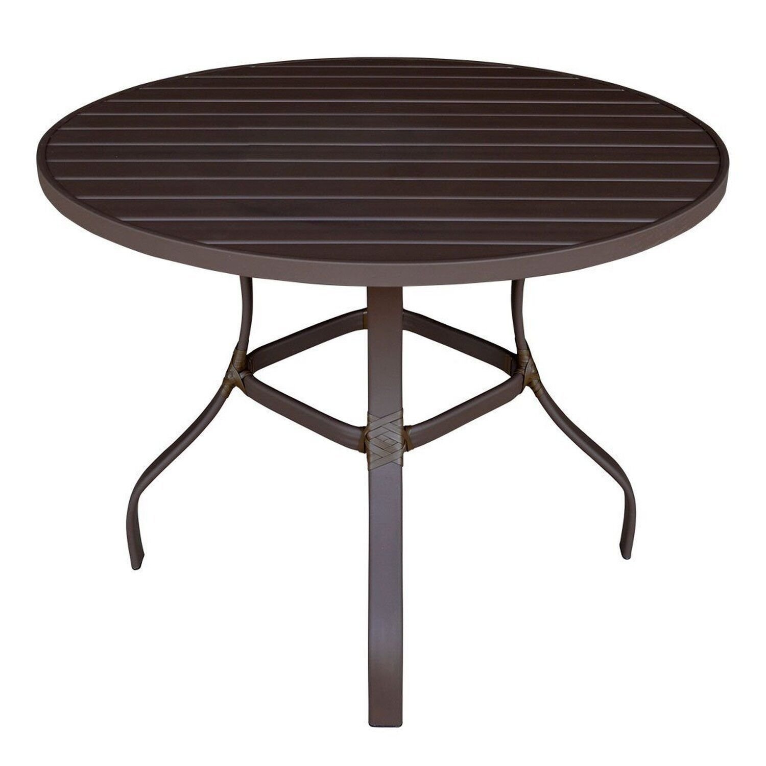 Mesa Em Alumínio Com Tampo Ripado Com 100cm Pintura Eletrostática Marrom