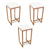 Banqueta Alta Para Cozinha Industrial Kit 3 Nick Bronze E Sintéticobranco D03 - D&#39;rossi