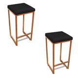 Banqueta Alta Para Cozinha Industrial Kit 2 Nick Bronze E Sintéticopreto D03 - D&#39;rossi