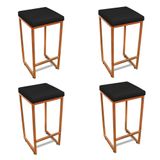 Banqueta Alta Para Cozinha Industrial Kit 4 Nick Bronze E Sintéticopreto D03 - D&#39;rossi