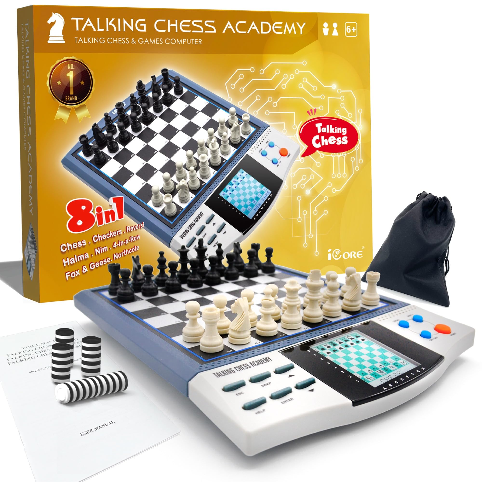 Conjunto De Xadrez Eletrônico Icore Develop Thinking Para Crianças E Adultos