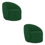 Poltrona Decorativa Orgânica Kit 2 Lua Suede Verde D03 - D&#39;rossi