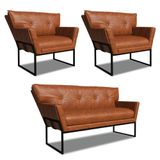Namoradeira E 2 Poltronas Industrial Pto Anitta Sintét Pu D03 - D&#39;rossi Cor Nozes