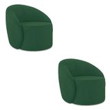 Poltrona Decorativa Orgânica Giratória Kit 2 Lua Veludo Verde D03 - D&#39;rossi