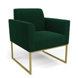 Poltrona Sala De Estar Industrial Dourado Marisa Bouclê Verde D03 - D&#39;rossi