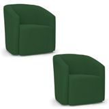 Poltrona Decorativa Orgânica Kit 2 Stella Max Veludo Verde D03 - D&#39;rossi