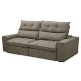 Sofá Retrátil Reclinável 3 Lugares 230cm Damy F05 Veludo Marrom - Mpozenato