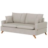Sofá 180cm 3 Lugares Com Almofadas Pés Curvos Veras Suede D05 Bege Claro - Mpozenato