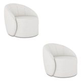 Poltrona Decorativa Orgânica Kit 2 Lua Linho Cinza D03 - D&#39;rossi