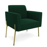 Poltrona Sala De Estar Pé Ferro Dourado Marisa Bouclê Verde D03 - D&#39;rossi