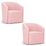 Poltrona Decorativa Orgânica Kit 2 Stella Max Suede Rosa Bebê D03 - D&#39;rossi