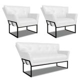 Namoradeira E 2 Poltronas Industrial Pto Anitta Sintét Pu Branco D03 - D&#39;rossi