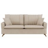 Sofá 160cm 2 Lugares Com Almofadas Pés Curvos Veras Suede D05 Bege Claro - Mpozenato