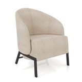 Poltrona Sala De Estar Base Industrial Luar Bouclê Creme K01 - D&#39;rossi