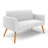 Sofá 2 Lugares Namoradeira Pé Palito Castanho Marisa Bouclê Off White D03 - D&#39;rossi
