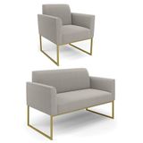 Namoradeira E Poltrona Industrial Dourado Marisa Bouclê Cinza D03 - D&#39;rossi
