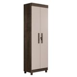 Armário Multiuso Roma 2 Portas 5 Prateleiras Com Chave Beneti Imbuia Off White