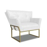 Poltrona Sala De Estar Industrial Dour Anitta Sintético Pu Branco D03 - D&#39;rossi