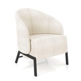 Poltrona Sala De Estar Base Industrial Luar Bouclê K01 - D&#39;rossi Cor Creme