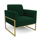 Poltrona Sala Estar Industrial Alta Dourado Marisa Bouclê Verde D03 - D&#39;rossi