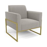 Poltrona Sala Estar Industrial Alta Dourado Marisa Bouclê Cinza D03 - D&#39;rossi