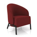 Poltrona Sala De Estar Base Industrial Luar Veludo Vermelho K01 - D&#39;rossi