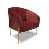 Poltrona Decorativa Pé Ferro Dourado Stella Veludo Text Marsala D03 - D&#39;rossi