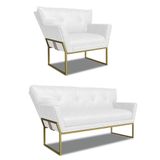 Namoradeira E Poltrona Industrial Dour Anitta Sintético Pu Branco D03 - D&#39;rossi
