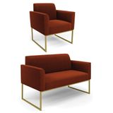 Namoradeira E Poltrona Industrial Dourado Marisa Bouclê Terra D03 - D&#39;rossi