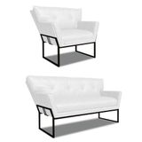 Namoradeira E Poltrona Industrial Pto Anitta Sintético Pu Branco D03 - D&#39;rossi