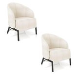 Poltrona Sala De Estar Base Industrial Kit 2 Luar Bouclê K01 - D&#39;rossi Cor Creme
