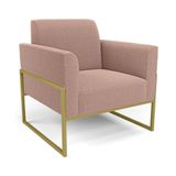 Poltrona Sala Estar Industrial Alta Dourado Marisa Bouclê Rosê D03 - D&#39;rossi