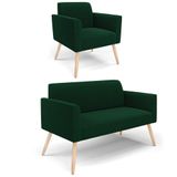 Namoradeira E Poltrona Pé Palito Natural Marisa Bouclê Verde D03 - D&#39;rossi