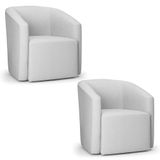 Poltrona Decorativa Orgânica Kit 2 Stella Max Linho Cinza D03 - D&#39;rossi