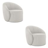 Poltrona Decorativa Orgânica Kit 2 Lua Veludo Cinza D03 - D&#39;rossi