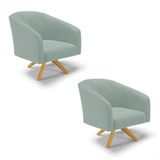 Poltrona Decorativa Giratória Ma30 Kit 2 Stella Cotelê Int/veludo Menta D03 - D&#39;rossi