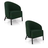 Poltrona Sala De Estar Base Industrial Kit 2 Luar Veludo Verde K01 - D&#39;rossi
