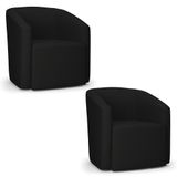 Poltrona Decorativa Orgânica Kit 2 Stella Max Linho Preto D03 - D&#39;rossi
