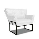 Poltrona Sala De Estar Industrial Pto Anitta Sintético Pu Branco D03 - D&#39;rossi