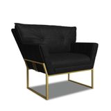 Poltrona Sala De Estar Industrial Dour Anitta Sintético Pu Preto D03 - D&#39;rossi