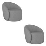 Poltrona Decorativa Orgânica Kit 2 Lua Linho Grafite D03 - D&#39;rossi