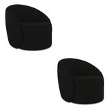Poltrona Decorativa Orgânica Kit 2 Lua Suede Preto D03 - D&#39;rossi